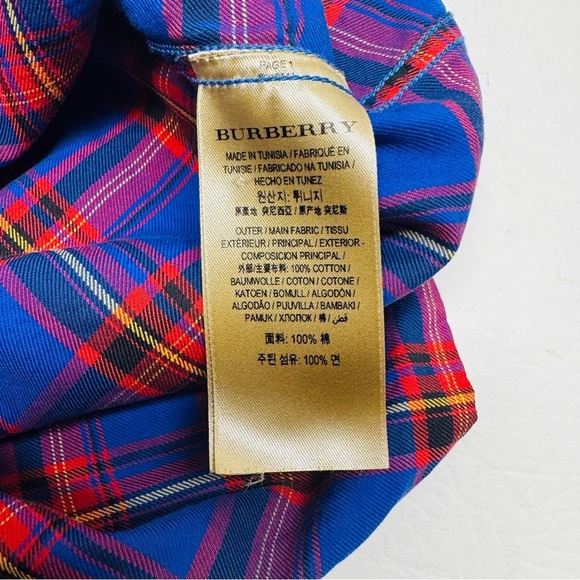 BURBERRY Chester bright Blue and Red Plaid Men's Shirt size L - Picture 11 of 12